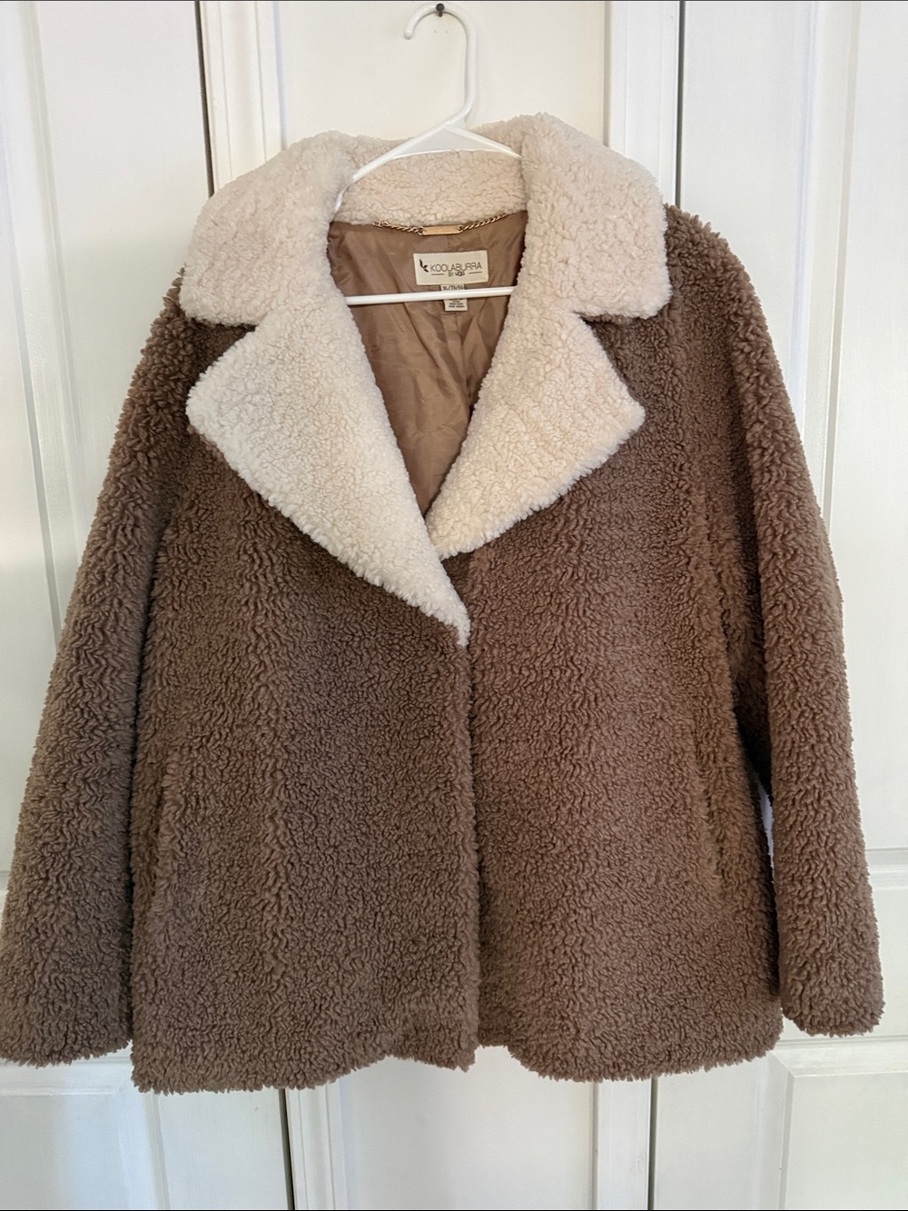 Koolaburra Brown Teddy Jacket with Cream Collar